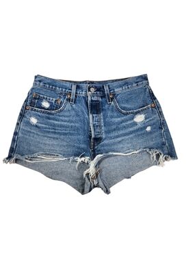 Levi’s 501 Cutoff Denim Shorts W30 Distressed Button Fly High Rise Vintage Wash